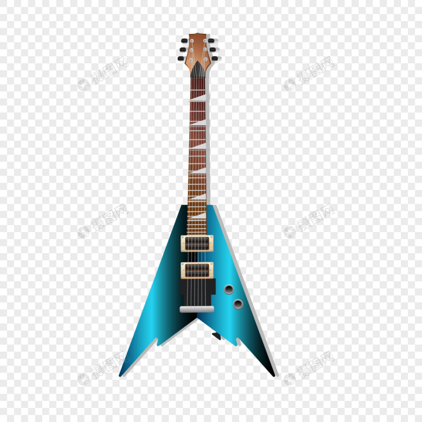 蓝色电吉他图片