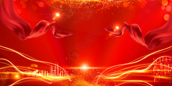 红色闪耀光效红金背景设计图片