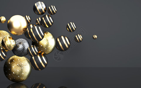 黑金悬浮球3d漂浮空间背景设计图片