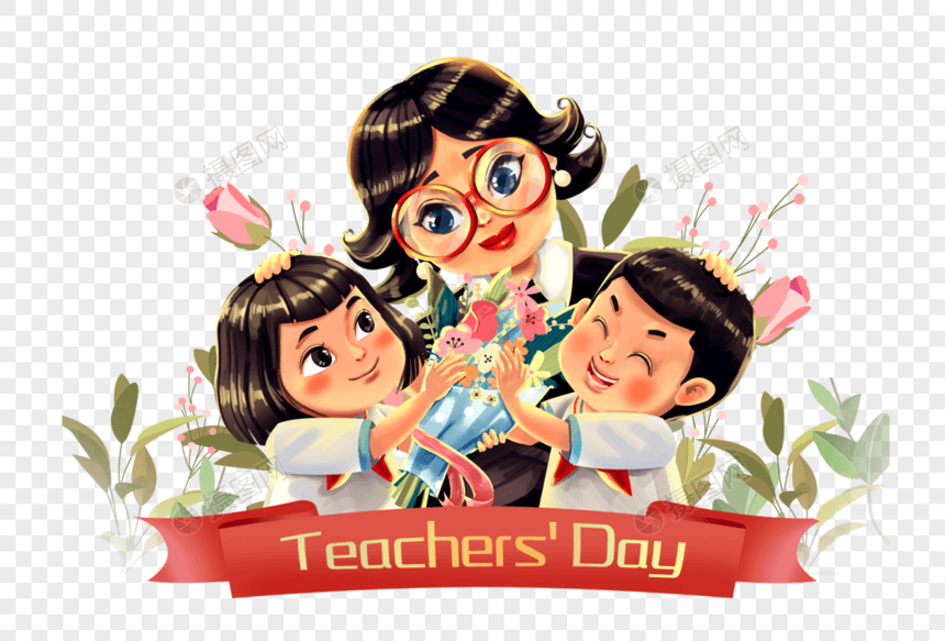 教师节给老师献花的学生