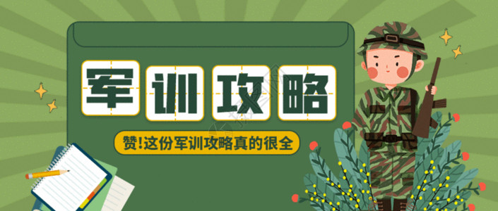 新生军训海报开学季军训攻略GIF高清图片