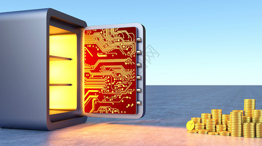 保险箱加金币创意科技芯片设计图片