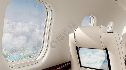 飞机座位C4D机舱场景设计图片
