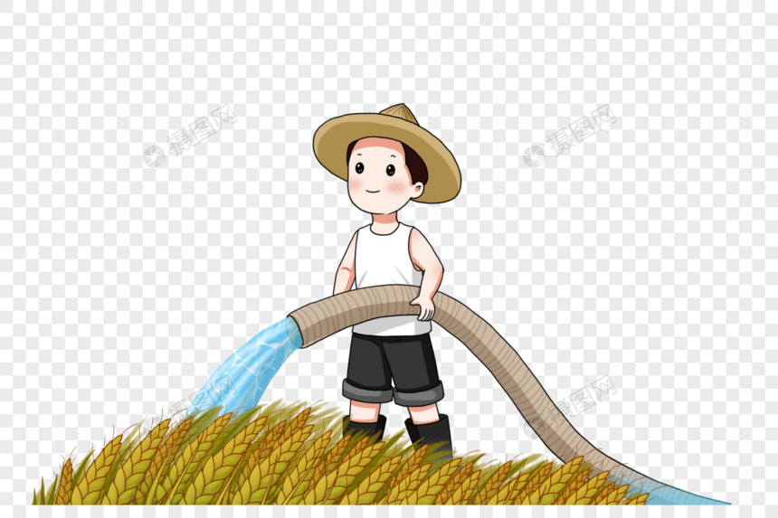 农民给庄稼灌溉保湿图片