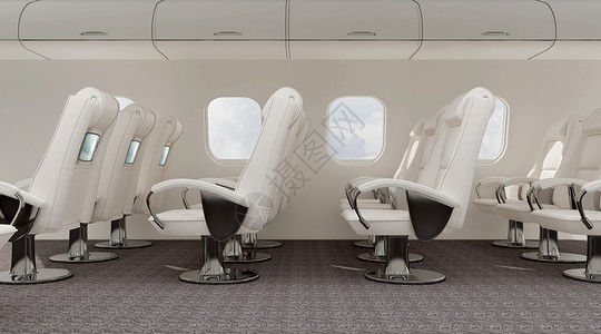 飞机座位C4D机舱场景设计图片
