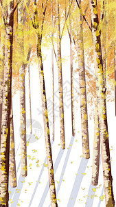 白桦林插画背景秋天的白桦林竖图运营插画插画