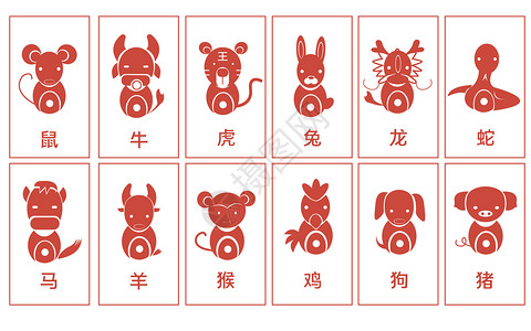猴剪纸十二生肖剪纸插画