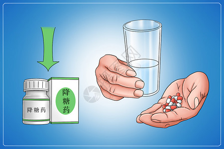 糖尿病药物治疗医疗插画背景图片