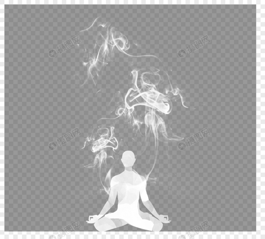 简单瑜伽冥想图像白烟元素瑜伽日图片
