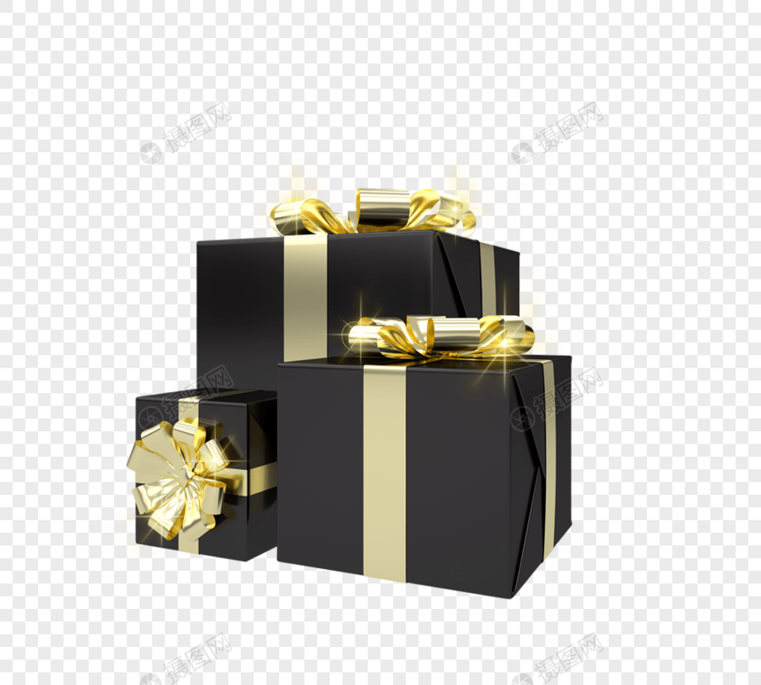 3d圣诞黑金庆典礼品盒图片