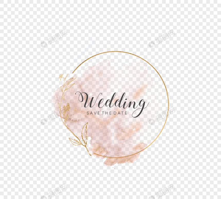粉色英文水彩风婚礼logologo设计模板图片