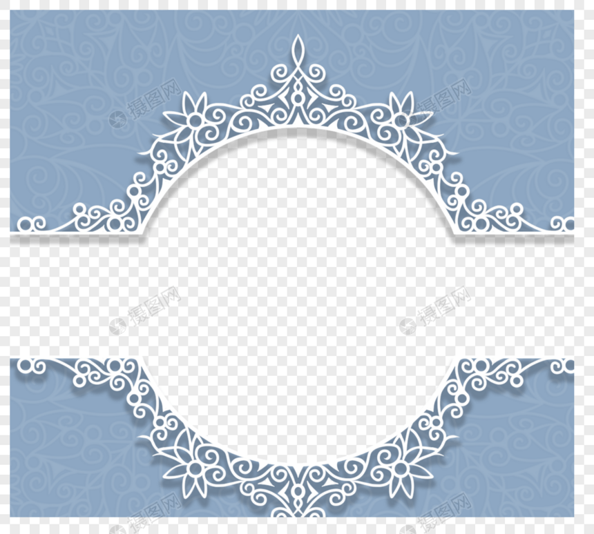 新鲜剪纸风格婚礼边框图片