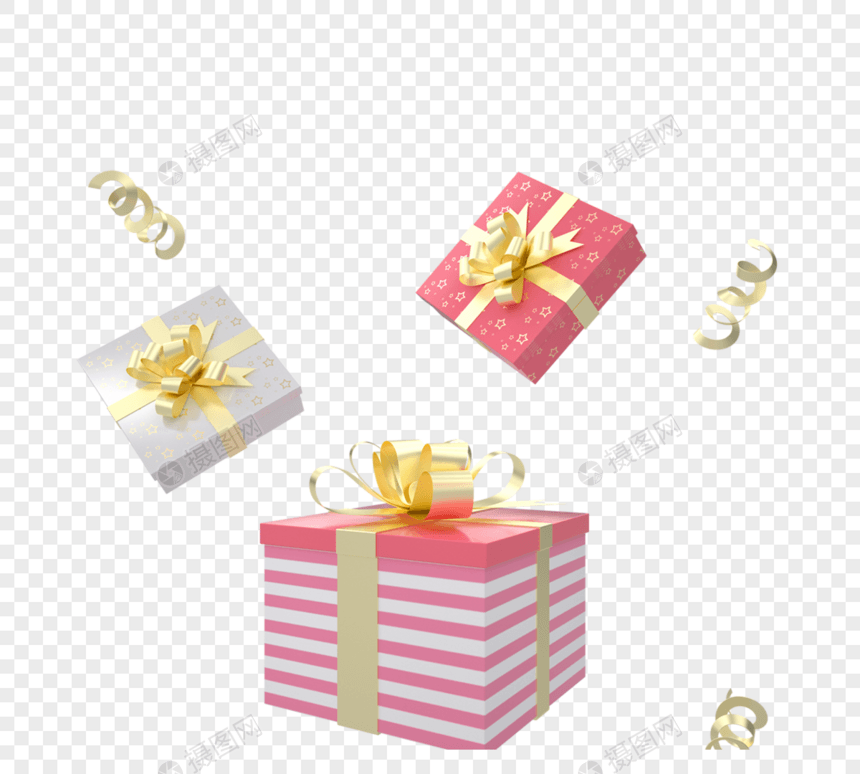 3d立体粉嫩质感节日庆祝礼盒图片