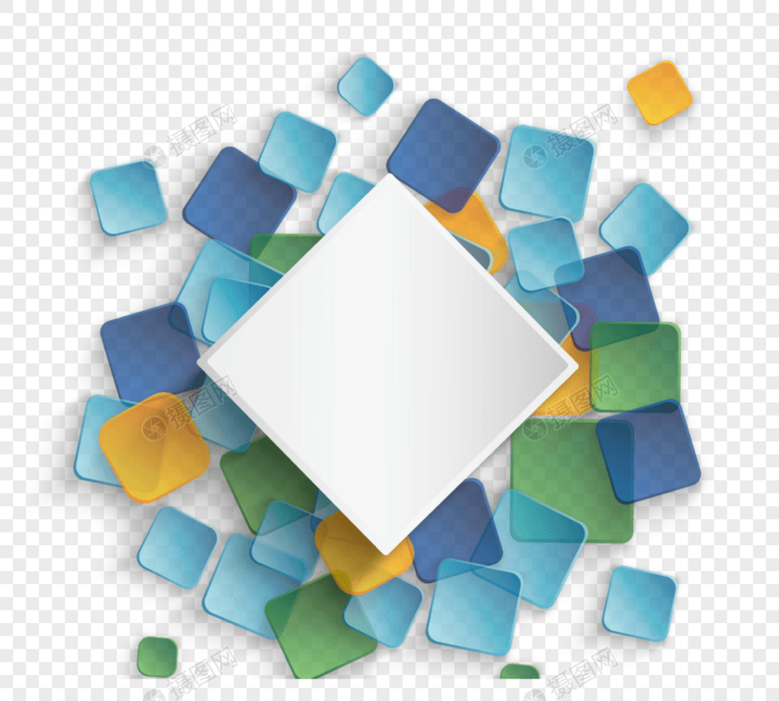 蓝色实心几何方形边框图片