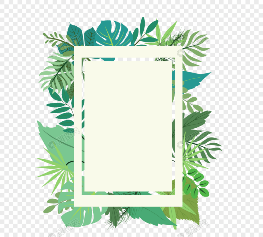 绿叶矩形边框图片