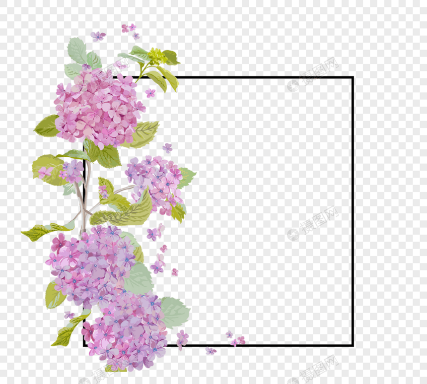 远古春天花朵边框元素图片