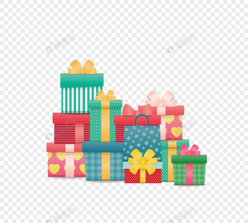 彩色堆积生日礼物盒子图片