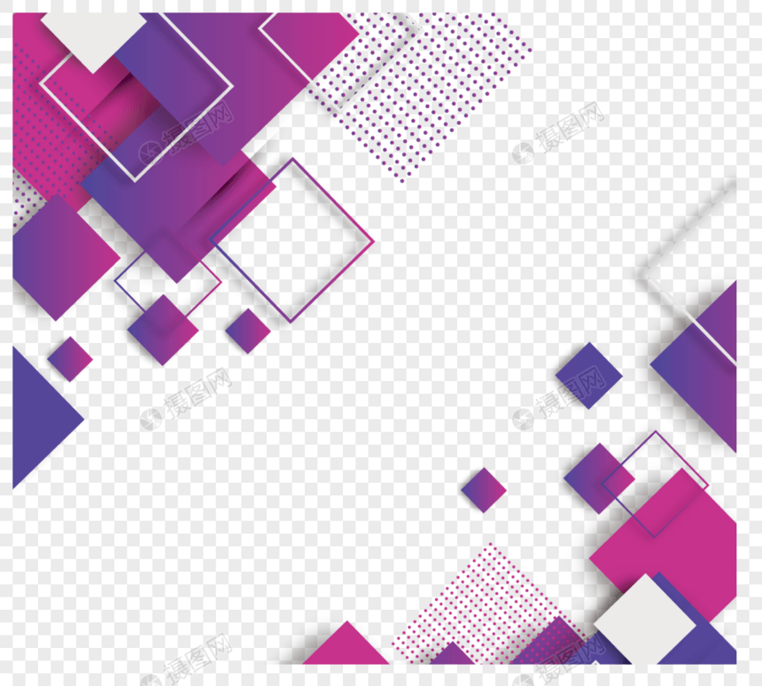 紫色实心方形几何组成边框图片