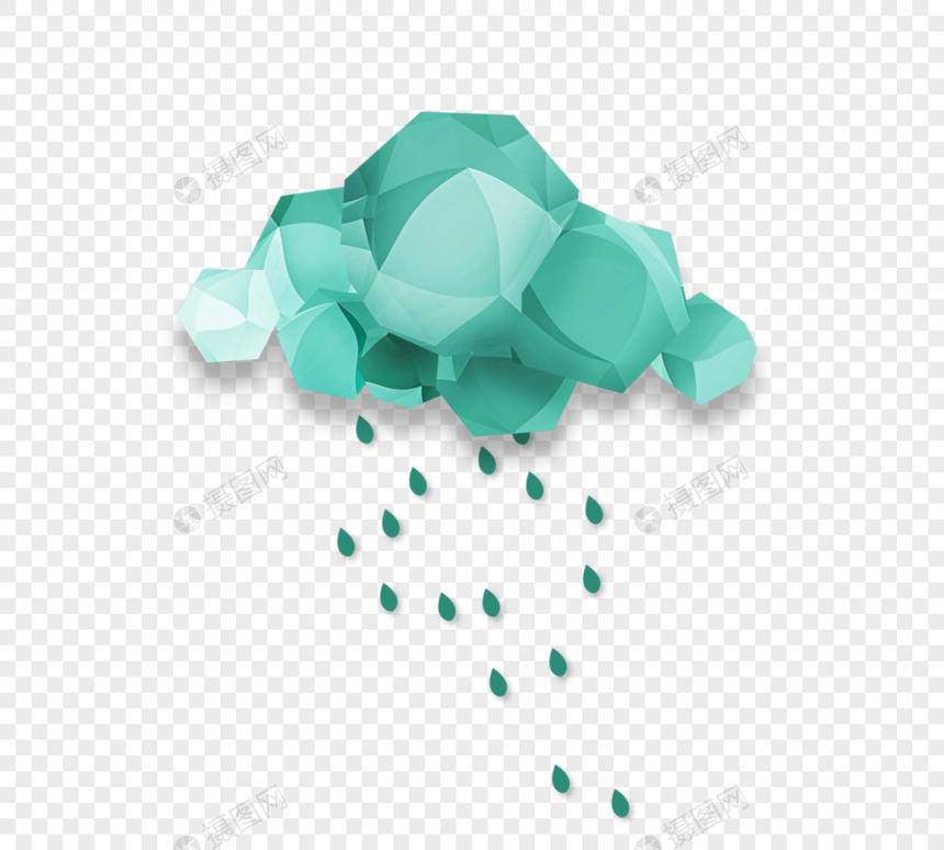 绿色创意三维雨云图片