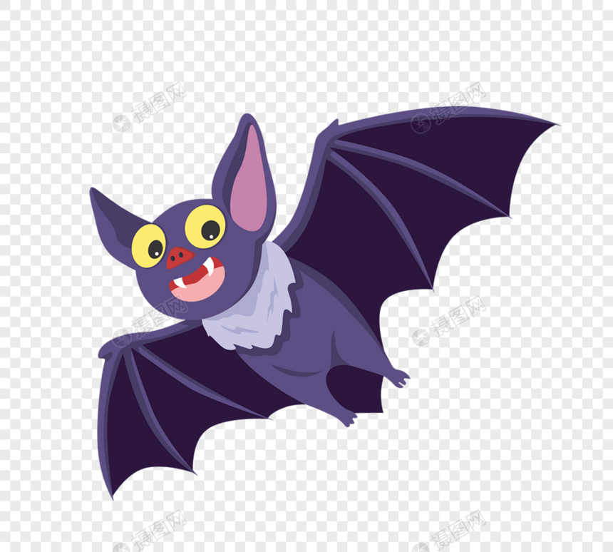 卡通紫色飞行蝙蝠图片
