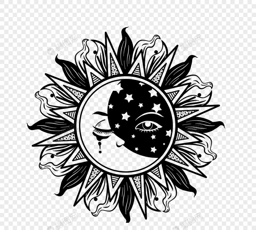 黑色月亮个性创意纹身图片