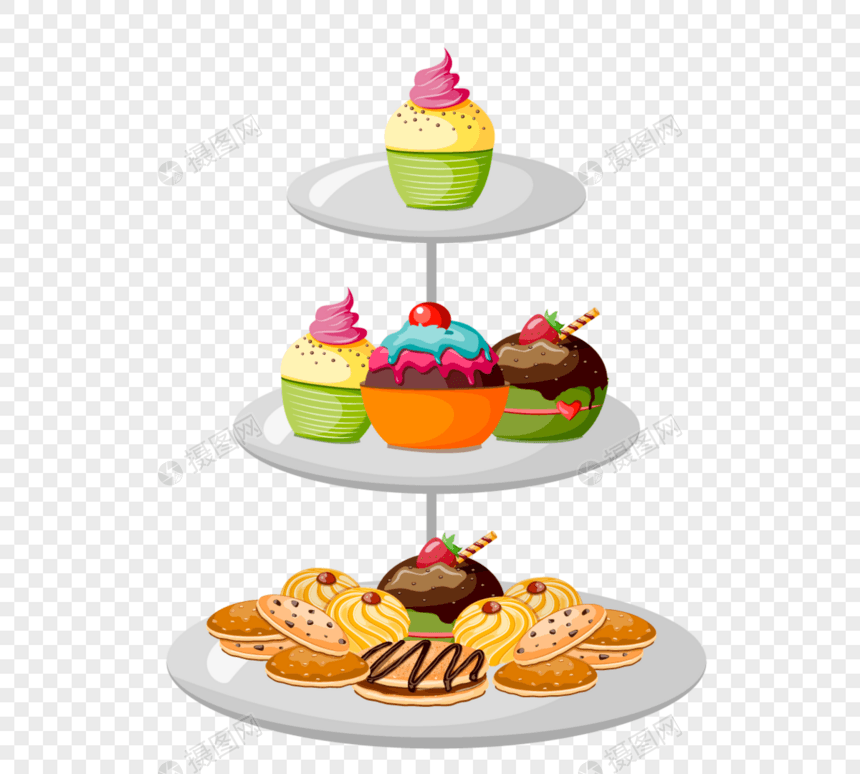 三层蛋糕托纸杯蛋糕英国下午茶图片