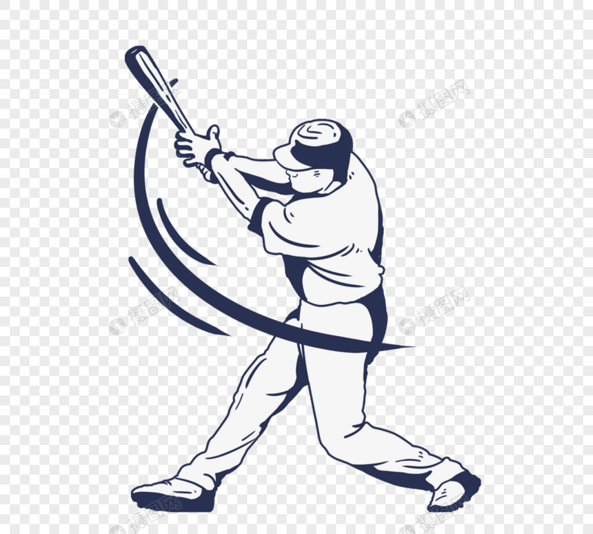 线条棒球运动员形象图片