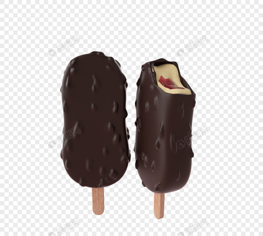 巧克力三明治冰淇淋3d元素图片
