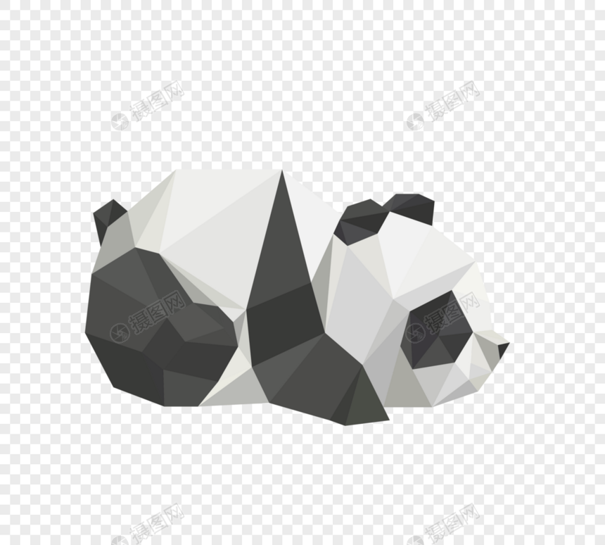 简约风格多边形动物大熊猫图片