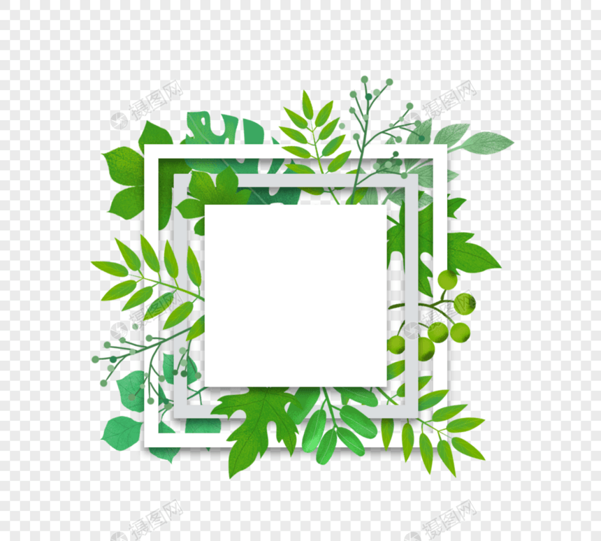 绿色平面几何自然框架图片
