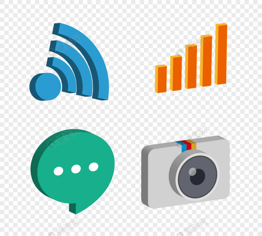 3d立体科技通信信号wifi相机icon图片