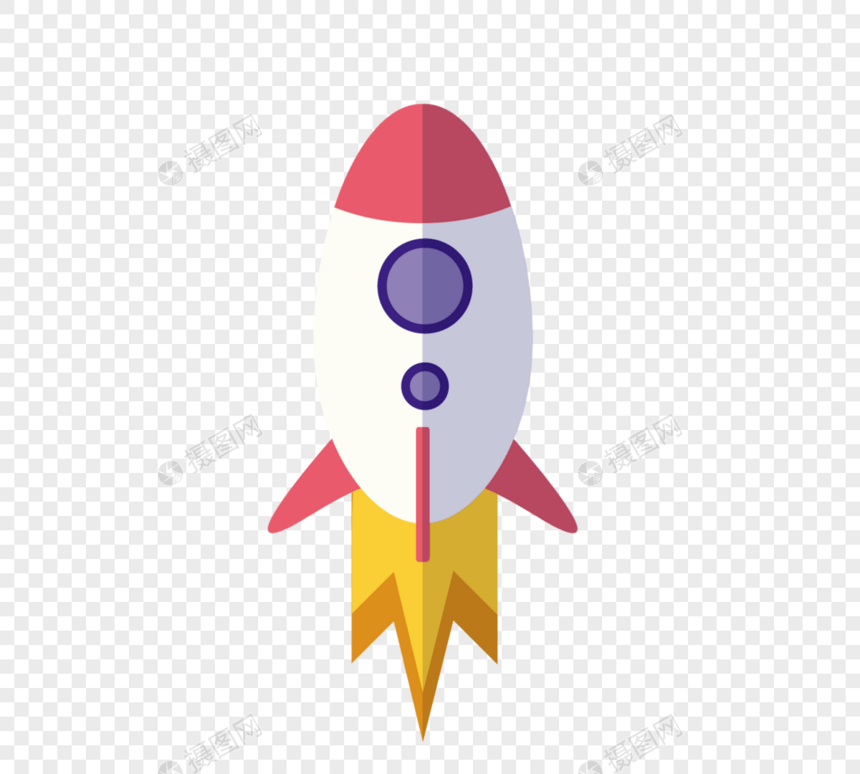 红色上升扁平化航空火箭图片