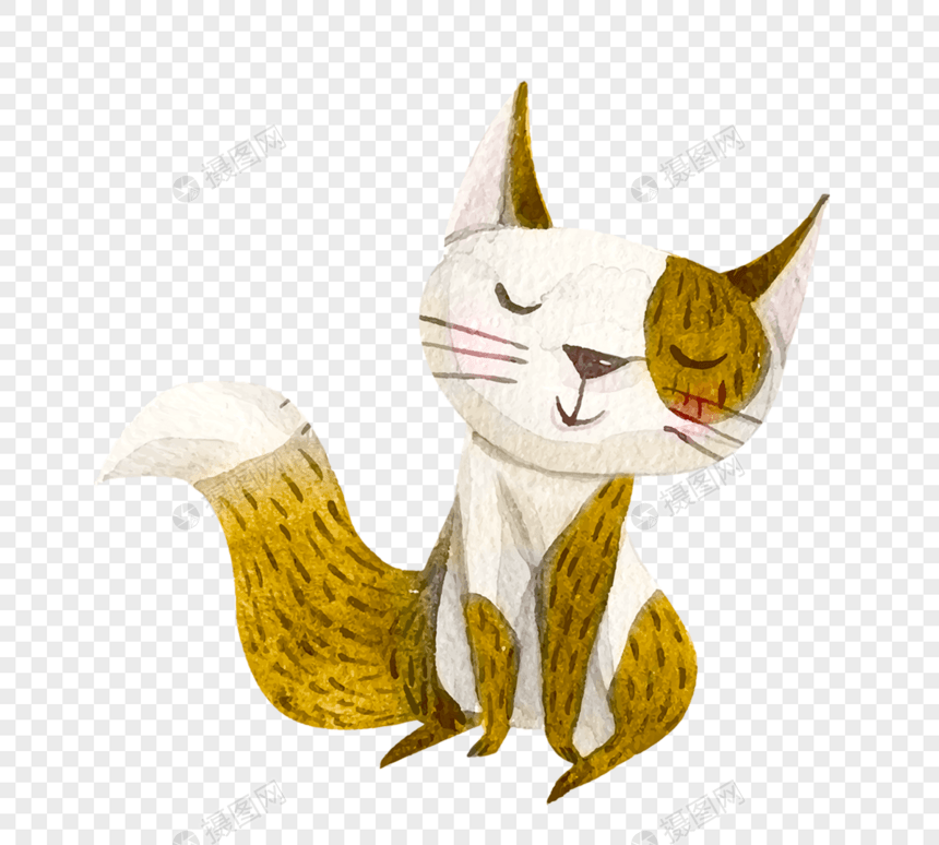 黄色手绘卡通猫元素图片