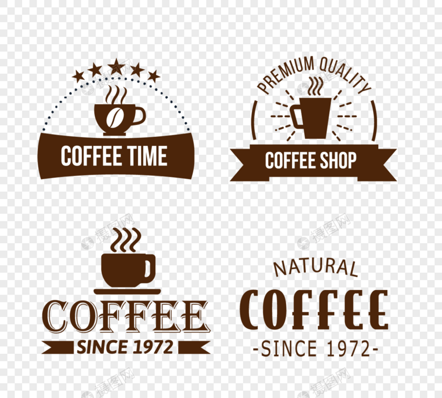咖啡厅复古时尚商店标志创意标志艺术字设计设置图图片