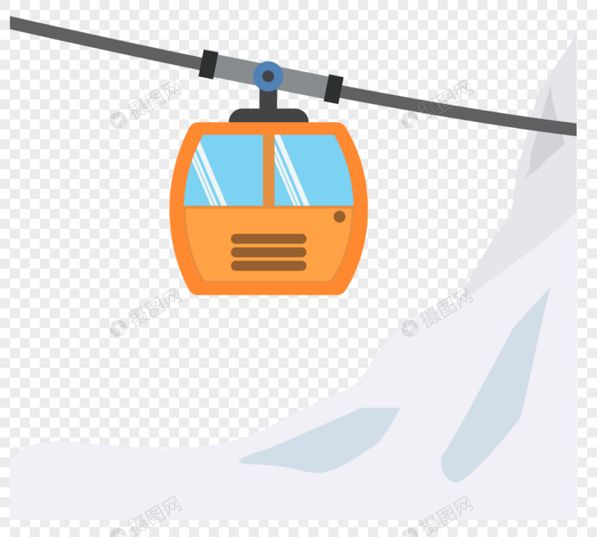 橙色雪山缆车观光例证图片