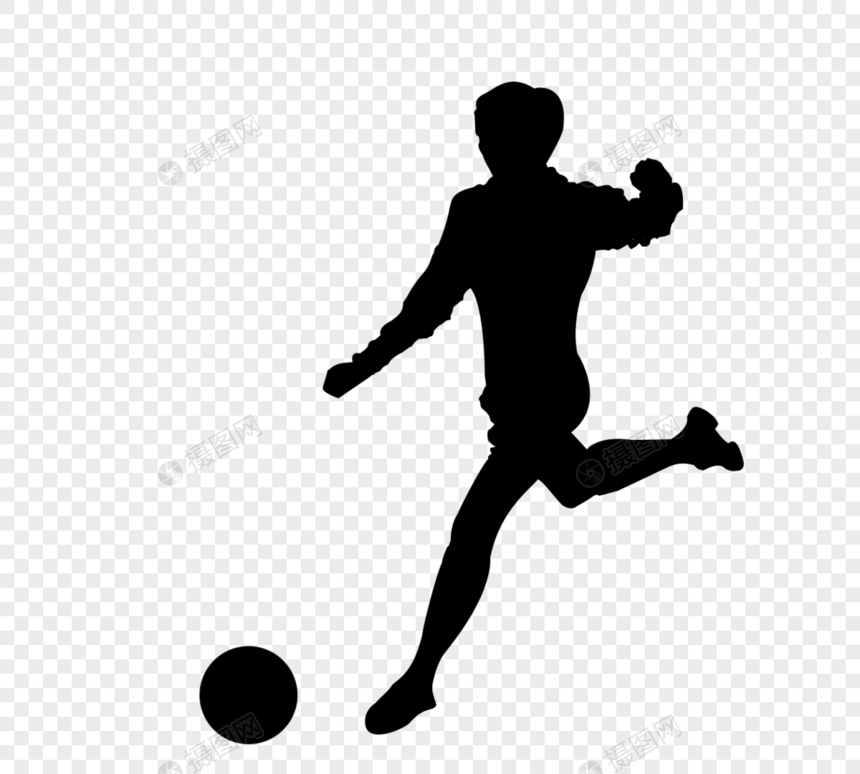 足球女运动员剪影运动奔跑踢球剪影图片