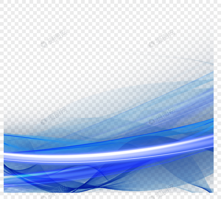 蓝色光效抽象曲线元素图片
