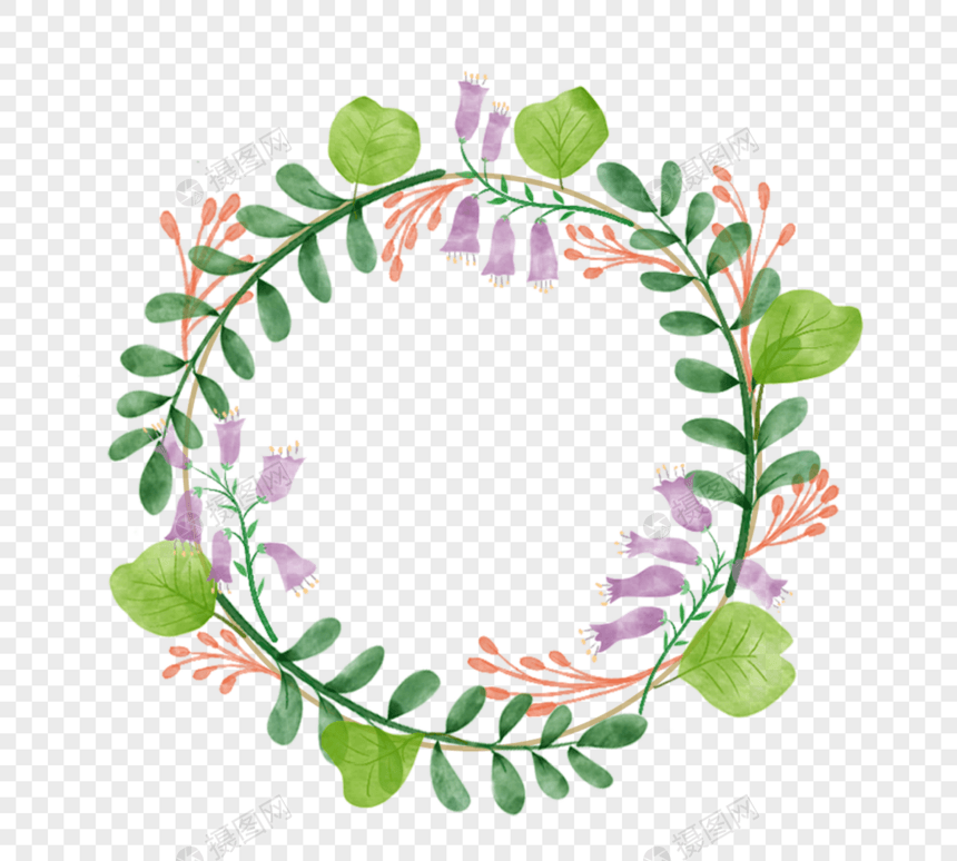 绿色水彩花卉插图元素图片