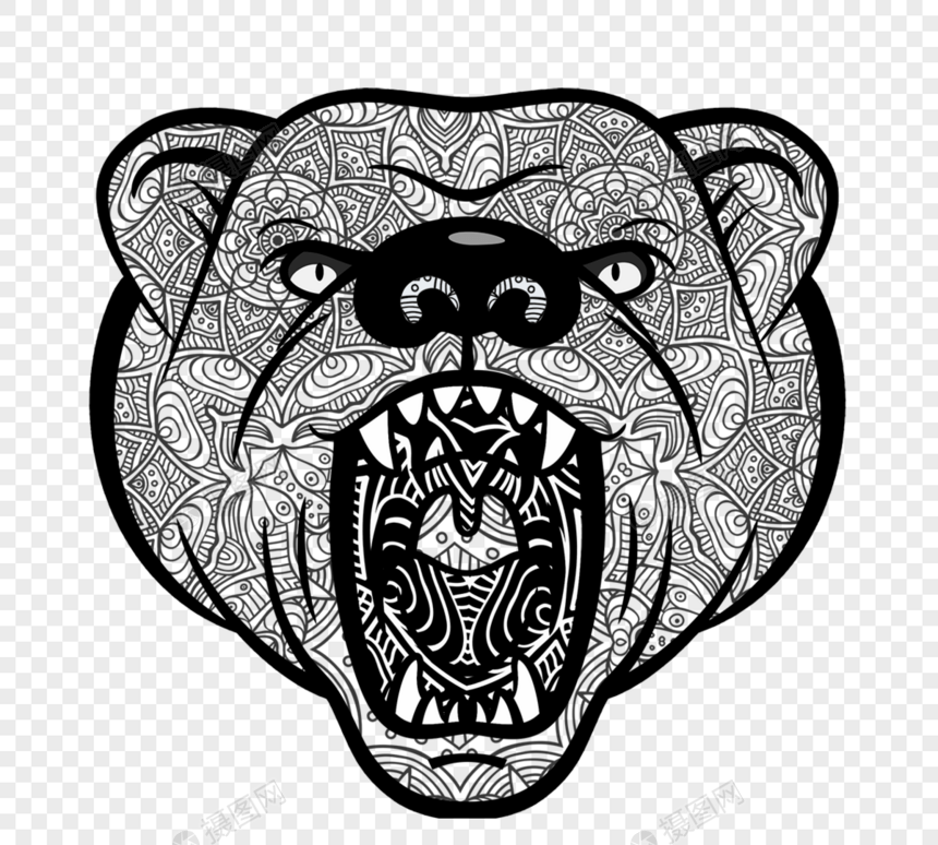 熊动物头像花纹图案图片