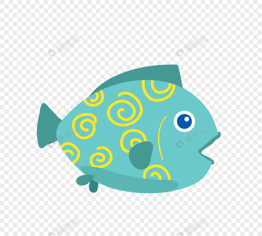手绘可爱海底深水鱼卡通鱼图片