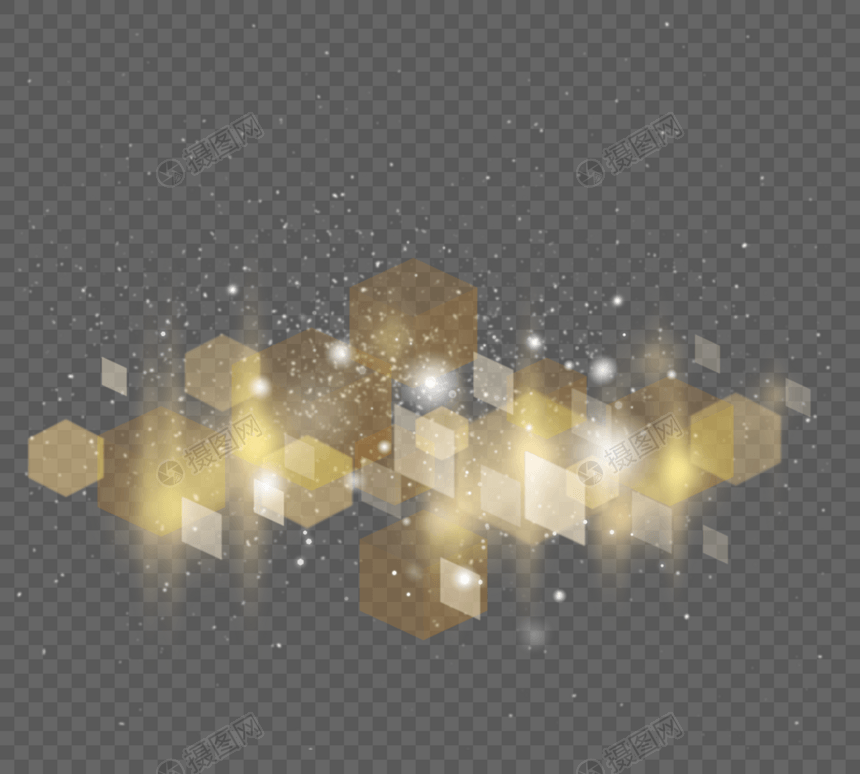 金色散景灯六角形正方形图片