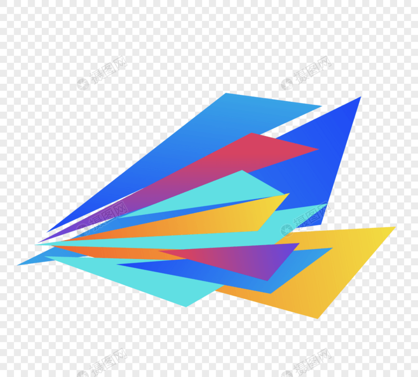 彩色三角形色块元素图片