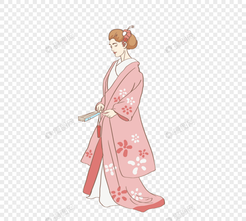 粉色日本和服人物图片