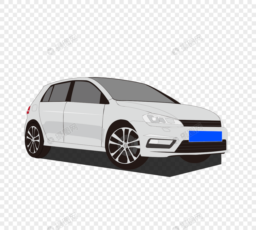 白色两厢汽车矢量元素图片