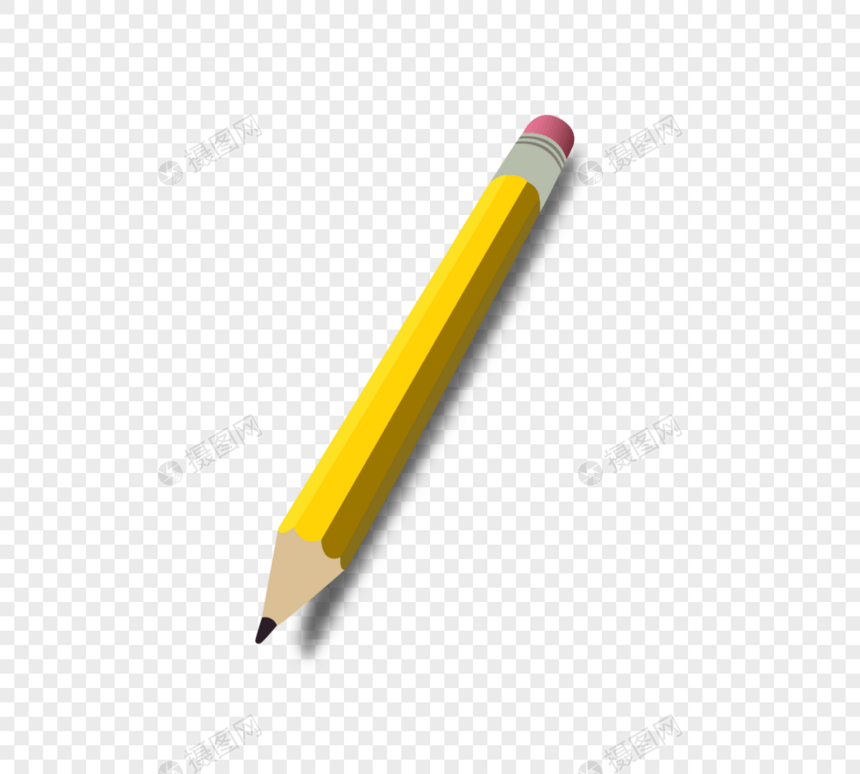 矢量扁平文具黄色铅笔图片