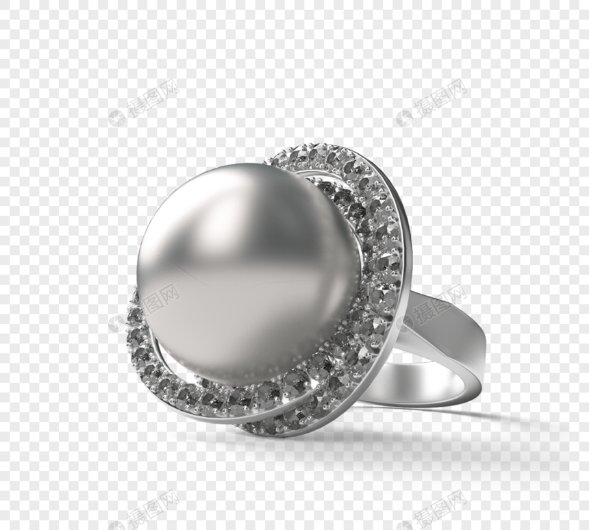 白金珍珠戒指元素图片