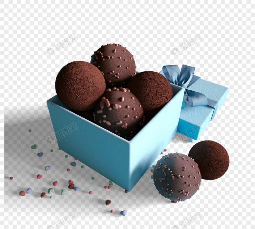 蓝色礼品盒巧克力球图片