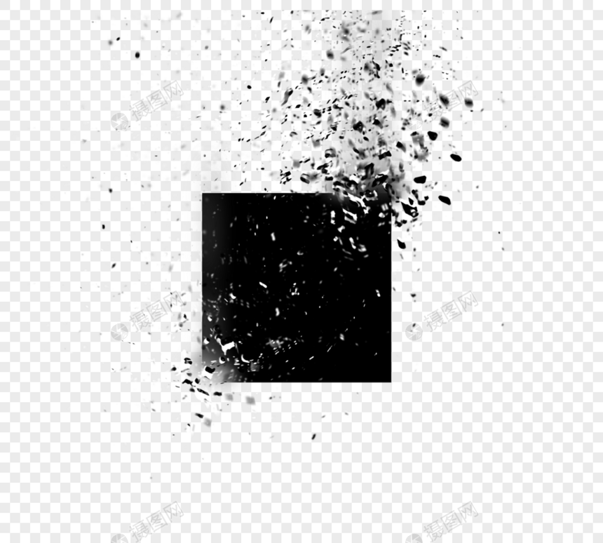 泼墨碎块风格黑色方块图片