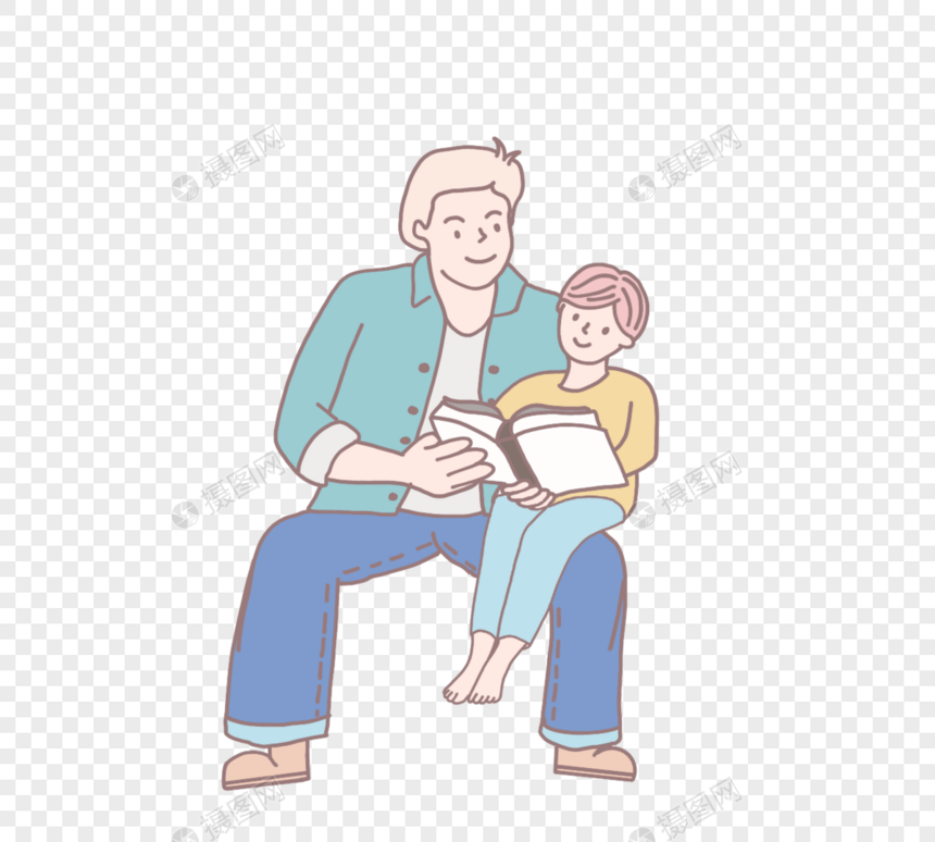 手绘家庭阅读温馨图片