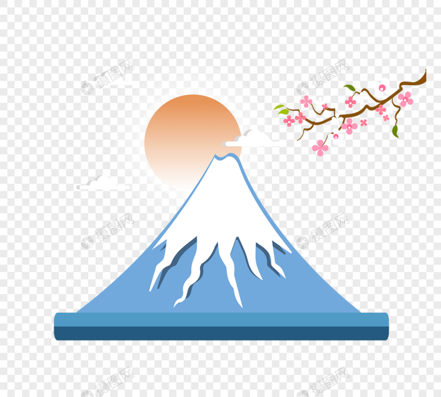 蓝色日本富士山景色图片